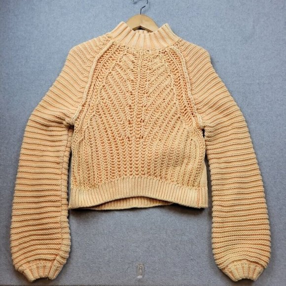 Free People Sweaters - Free People Sweetheart Sweater Orange Womens XS Cropped Chunky Knit Oversized